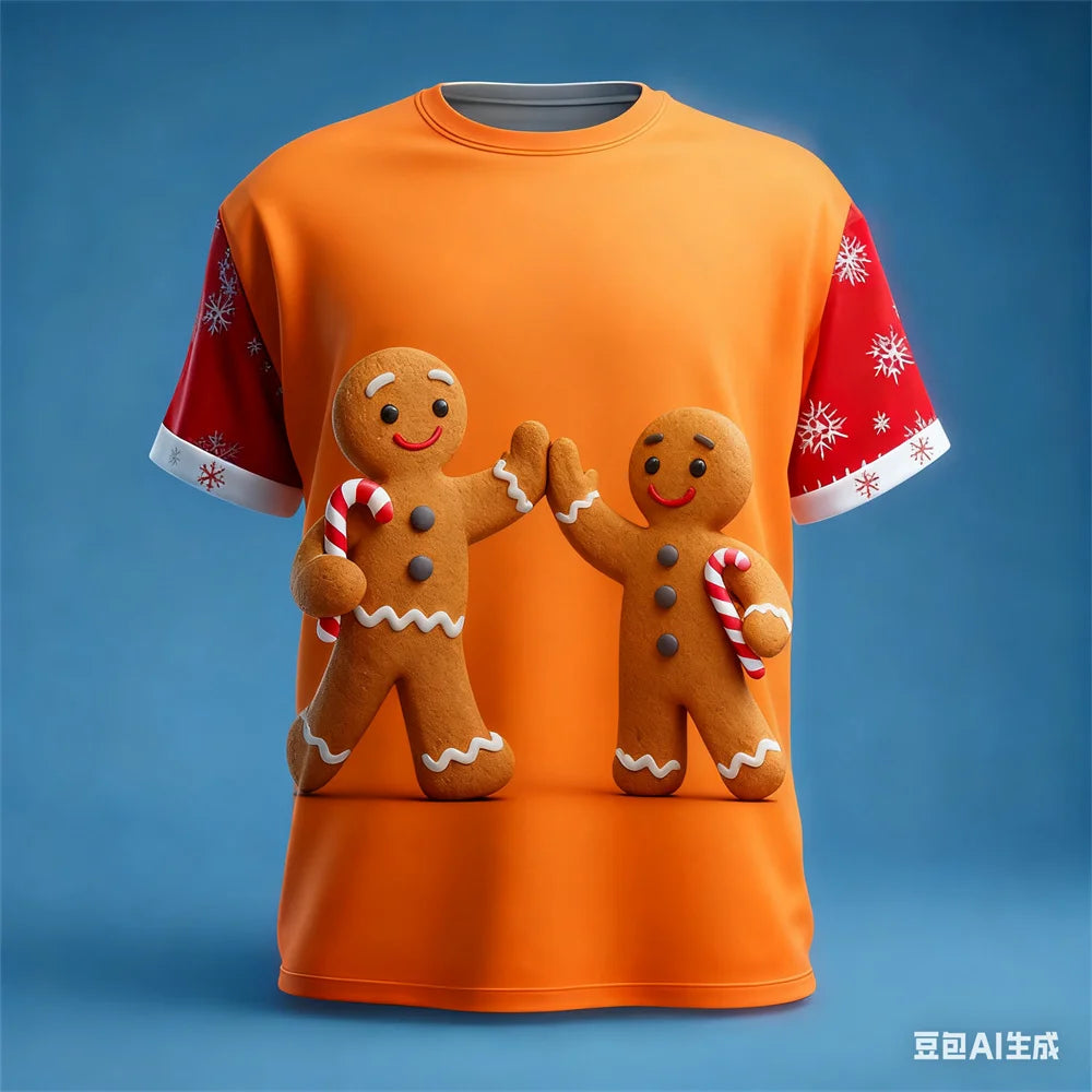 Fashion Santa Claus 3D Print T Shirt For Men Casual O-neck Short Sleeve Tops New Year's Party X'mas Clothing Loose Christmas Tee