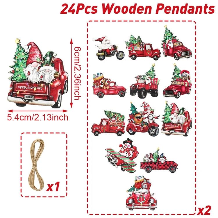 24pcs Christmas Nutcracker Soldier Wooden Pendant Xmas Tree Hanging Ornament 2025 Navidad Decoration for Home 2026 New Year Gift