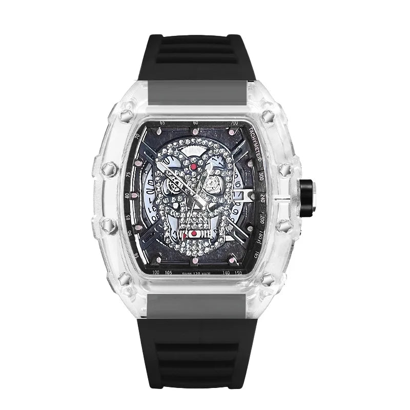 UTHAI Watch For Men High Beauty Trendy Sports Hollow Transparent Ghost Head Waterproof Male Clock Watches L122