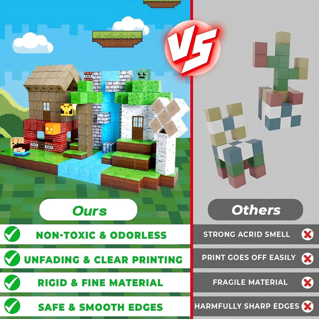 100PCS Magnetic Building Blocks Magnet Cube Toys Stacking,Build Forest World Set, STEM Montessori Sensory Toys for Kids as Gifts