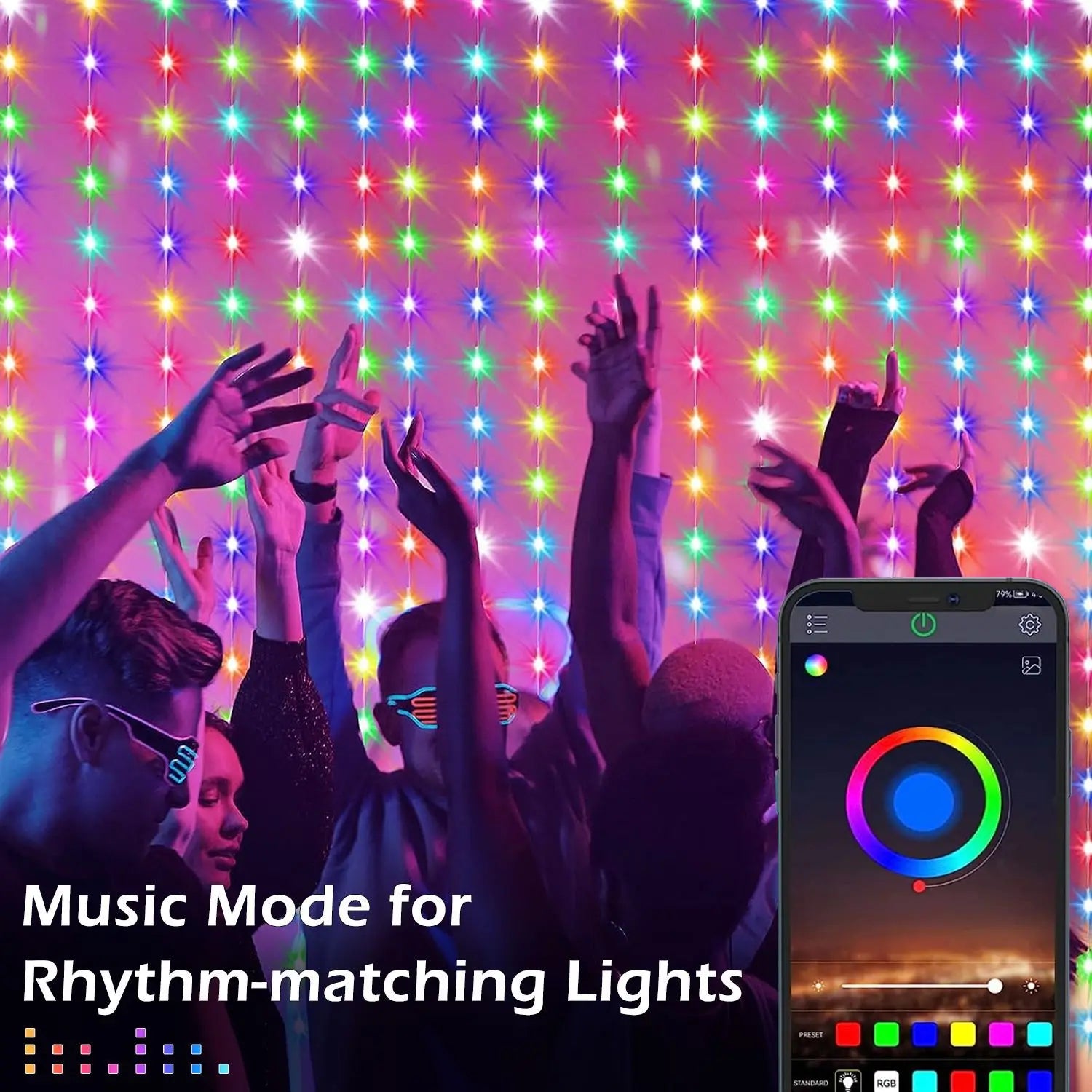 APP Control Smart Curtain Lights USB 400 LEDs Music Rhythm DIY Text Pattern Display for Room Christmas Decor LED String Light