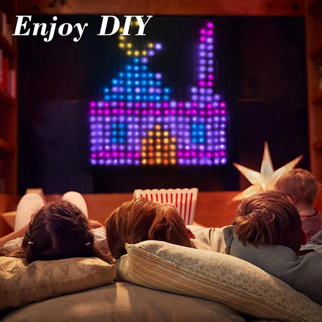 APP Control Smart Curtain Lights USB 400 LEDs Music Rhythm DIY Text Pattern Display for Room Christmas Decor LED String Light