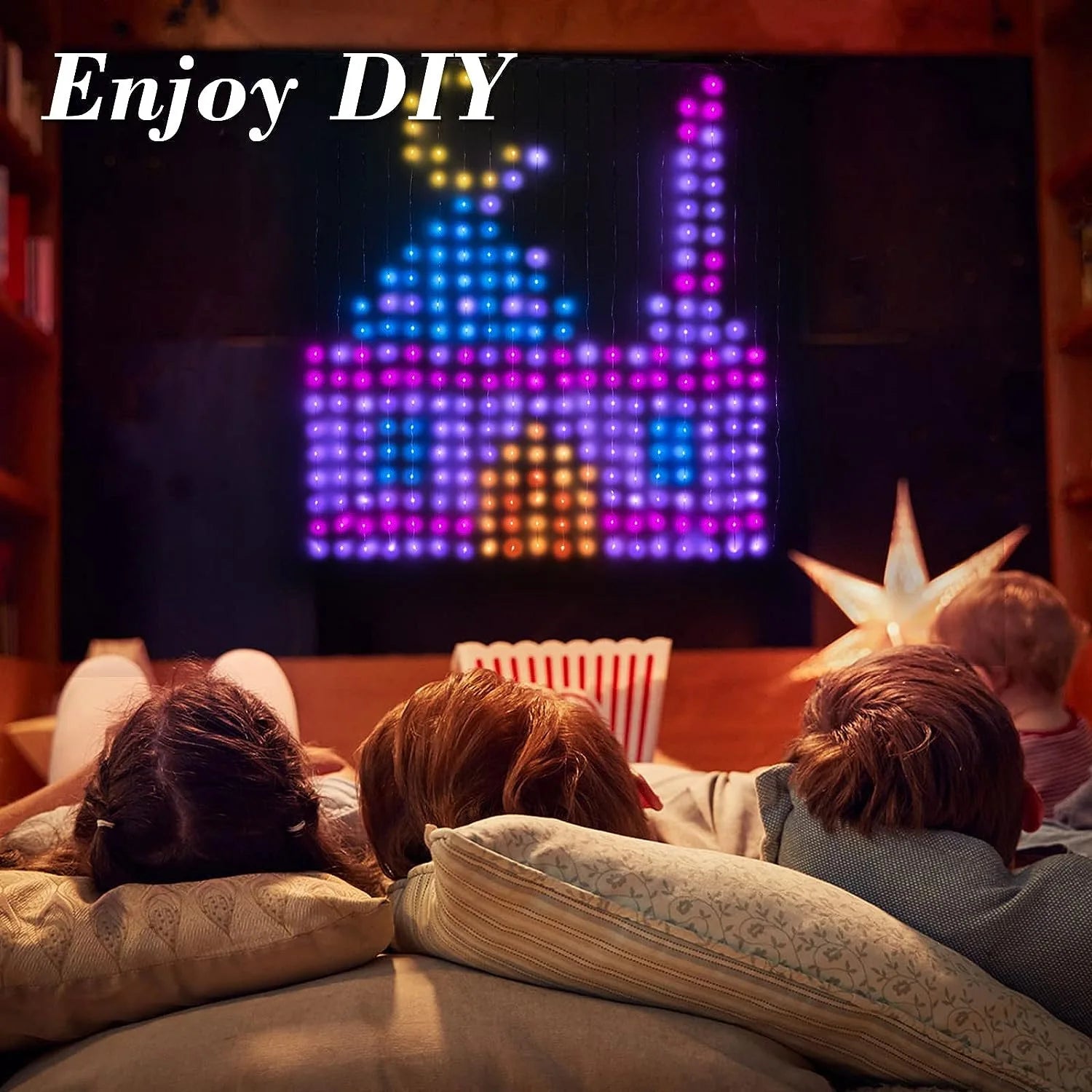 APP Control Smart Curtain Lights USB 400 LEDs Music Rhythm DIY Text Pattern Display for Room Christmas Decor LED String Light