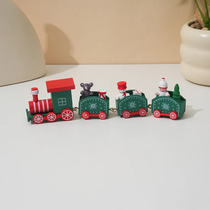 19.5cm Wooden Christmas Train Merry Christmas Decorations For Home 2025 Cristmas Ornament Xmas Navidad Noel Gifts Happy New Year