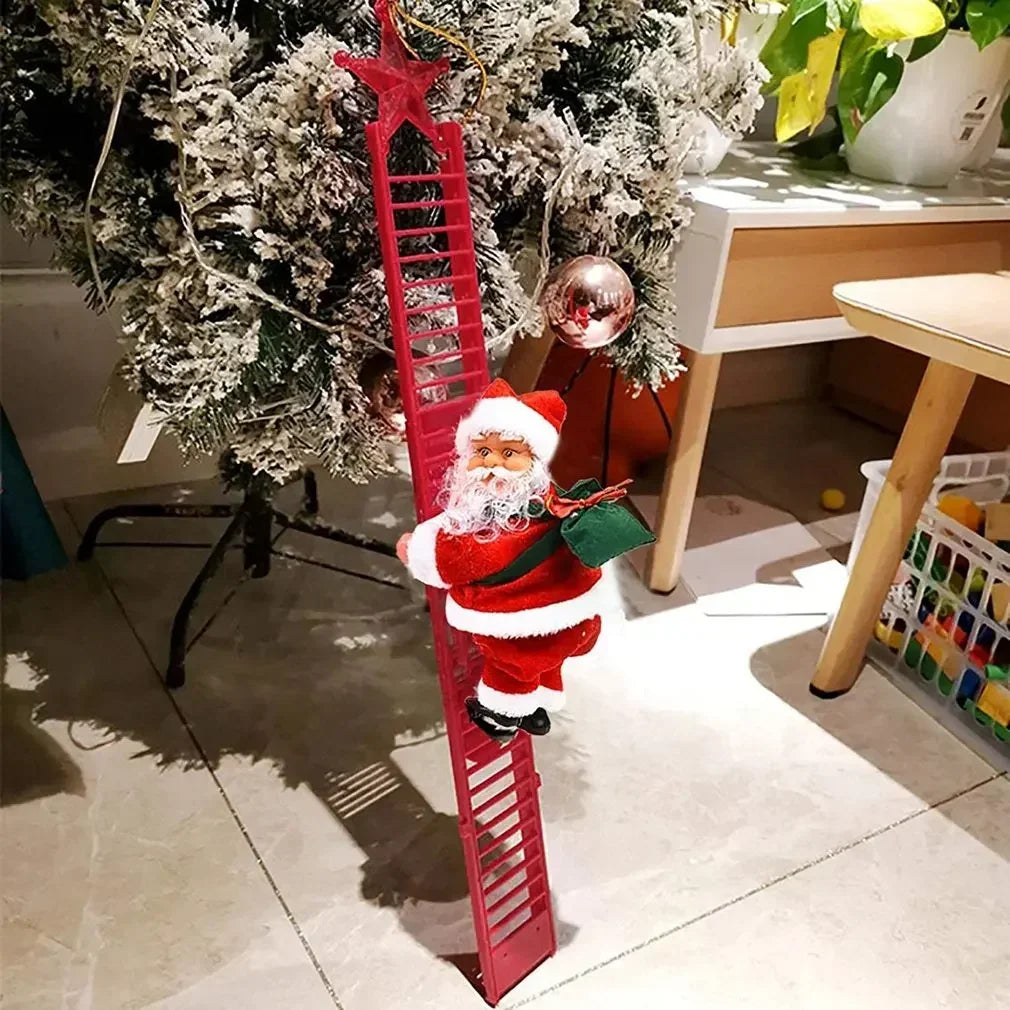 2025 Santa Claus Doll Climbing Ladder with Music Doll, Christmas Tree Ornaments Decorations For Home Navidad New Year Kids Gift