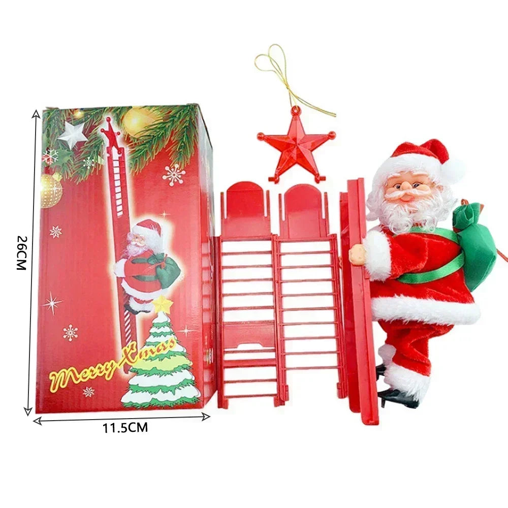 2025 Santa Claus Doll Climbing Ladder with Music Doll, Christmas Tree Ornaments Decorations For Home Navidad New Year Kids Gift