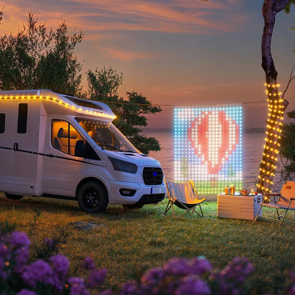 APP Control Smart Curtain Lights USB 400 LEDs Music Rhythm DIY Text Pattern Display for Room Christmas Decor LED String Light