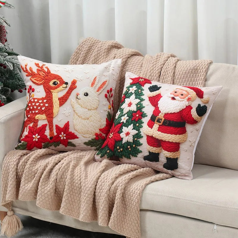 4pcs Merry Christmas Cushion Cover Home Decorations 2025 Christmas Ornament Pillow Case Xmas Navidad Gifts New Year Gifts 2026