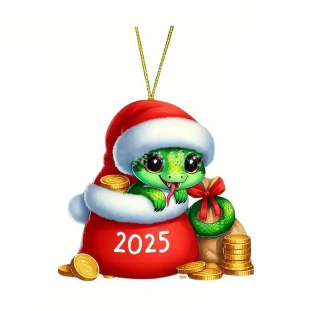 Christmas Snowman Pendant Hanging Ornament with Lanyard Cartoon 2D Acrylic Pendant Xmas Tree Decoration Cars Accessories