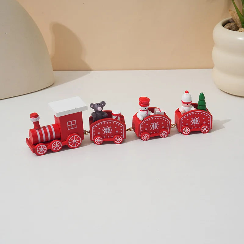 19.5cm Wooden Christmas Train Merry Christmas Decorations For Home 2025 Cristmas Ornament Xmas Navidad Noel Gifts Happy New Year