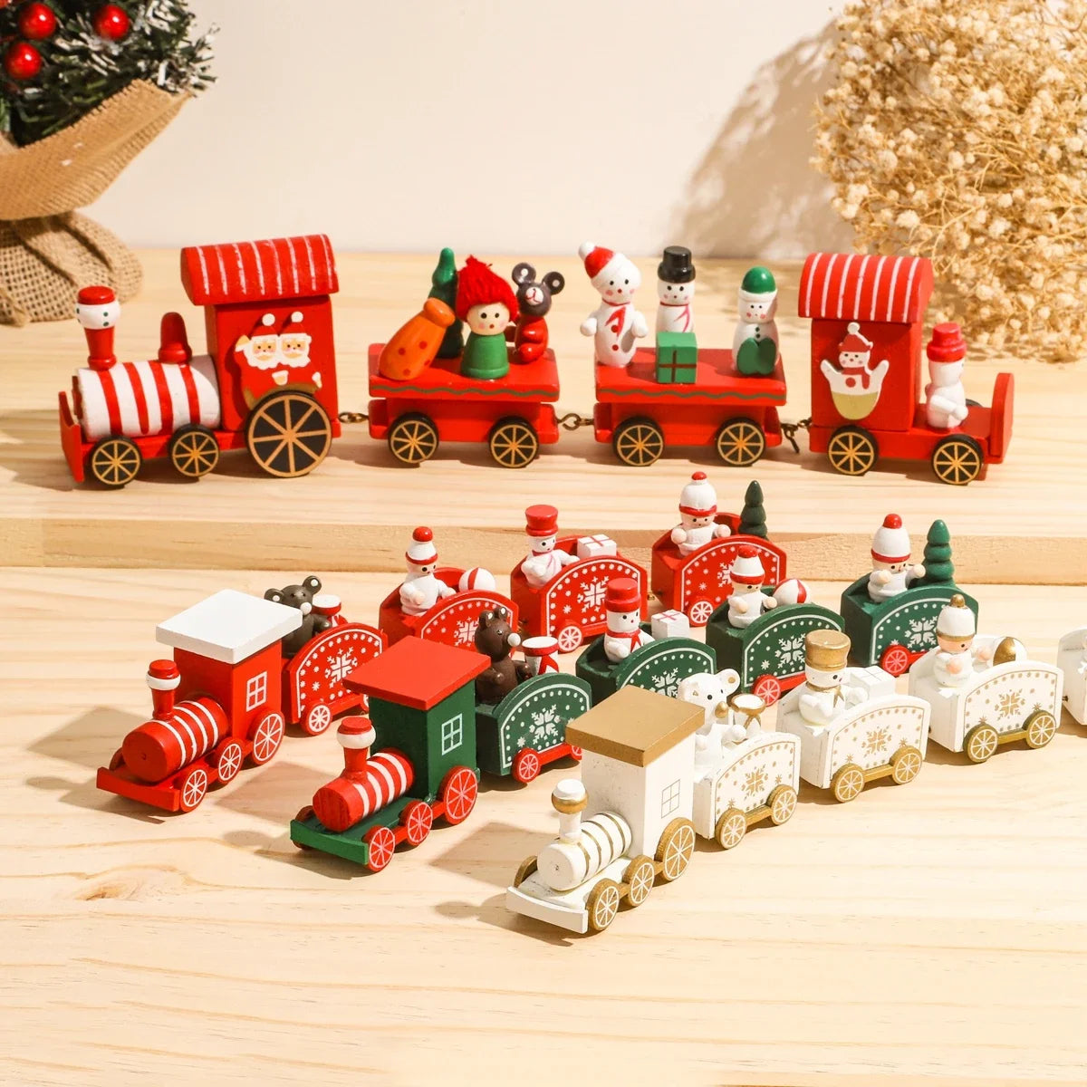 19.5cm Wooden Christmas Train Merry Christmas Decorations For Home 2025 Cristmas Ornament Xmas Navidad Noel Gifts Happy New Year