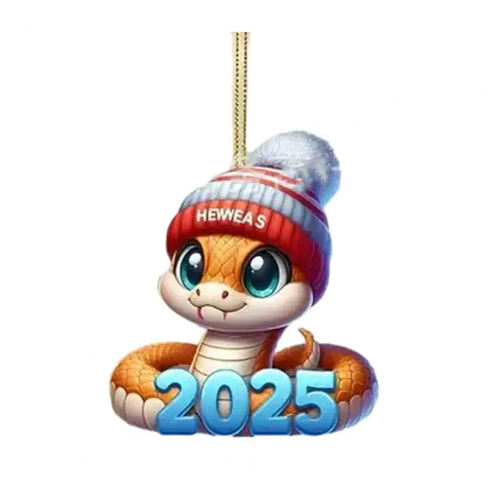 Christmas Snowman Pendant Hanging Ornament with Lanyard Cartoon 2D Acrylic Pendant Xmas Tree Decoration Cars Accessories