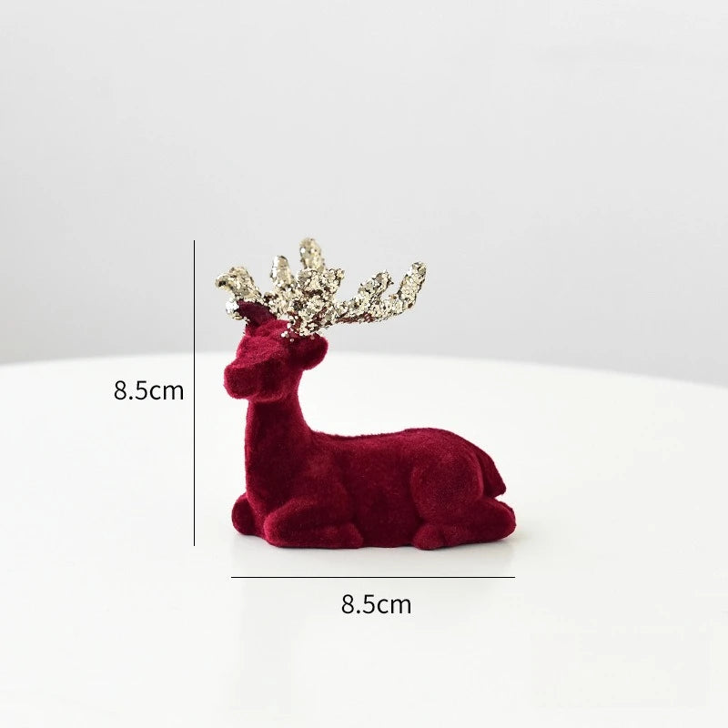 2025 New Christmas Elk Ornament Christmas Tree Ornament Flashing Powder Wine Red Flocking Deer Ornament