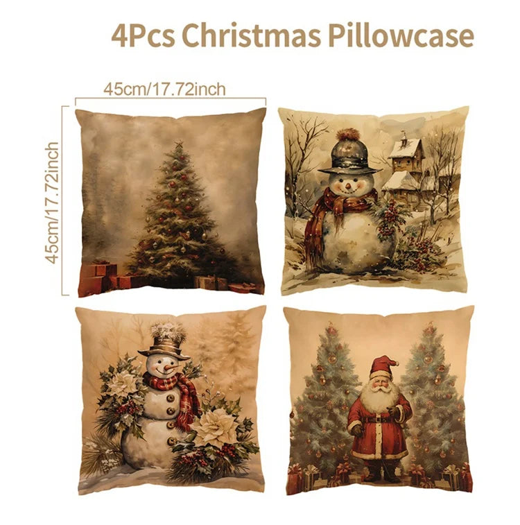 4pcs Merry Christmas Cushion Cover Home Decorations 2025 Christmas Ornament Pillow Case Xmas Navidad Gifts New Year Gifts 2026