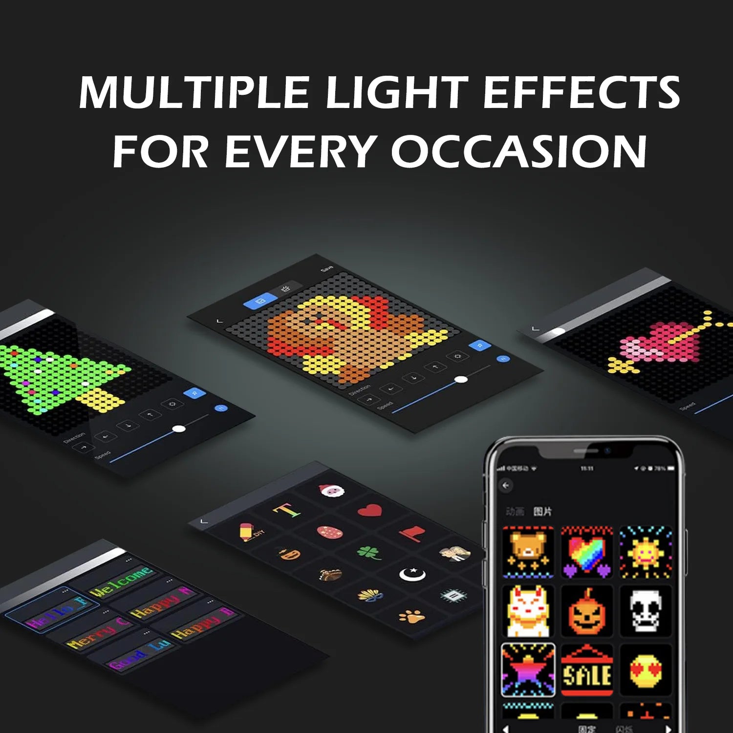 APP Control Smart Curtain Lights USB 400 LEDs Music Rhythm DIY Text Pattern Display for Room Christmas Decor LED String Light