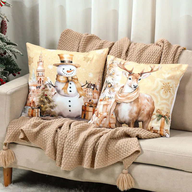4pcs Merry Christmas Cushion Cover Home Decorations 2025 Christmas Ornament Pillow Case Xmas Navidad Gifts New Year Gifts 2026