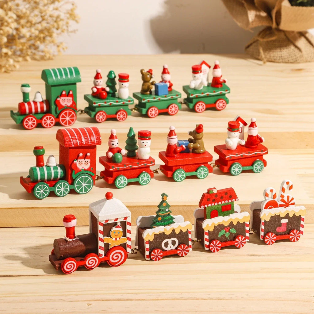 19.5cm Wooden Christmas Train Merry Christmas Decorations For Home 2025 Cristmas Ornament Xmas Navidad Noel Gifts Happy New Year
