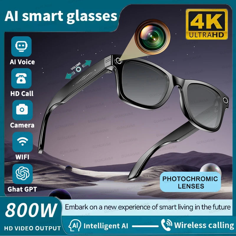 2025 AI Smart Glasses with 8MP Camera Video Recording 100+ Languages Translation Sunglasses Bluetooth Call Music Play Men Women