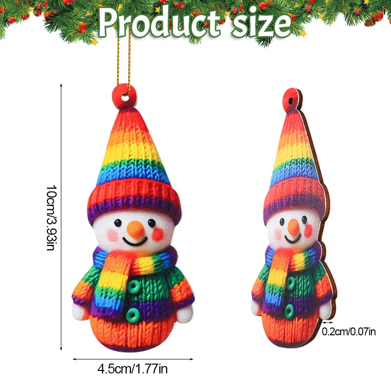 16Pcs Wooden Snowman Christmas Ornament 2D Flat Xmas Tree Hanging Pendant 2026 New Year Home Wall Fireplace Decoration Kids Gift