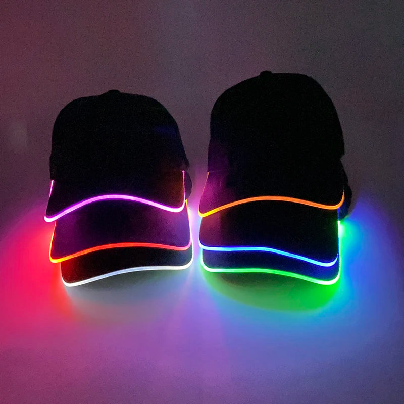 Fashion Attractive Glowing Decor Supplies Christmas LED Optical Fiber Baseball Cap Flashing For Carnival Party In THe Dark Night