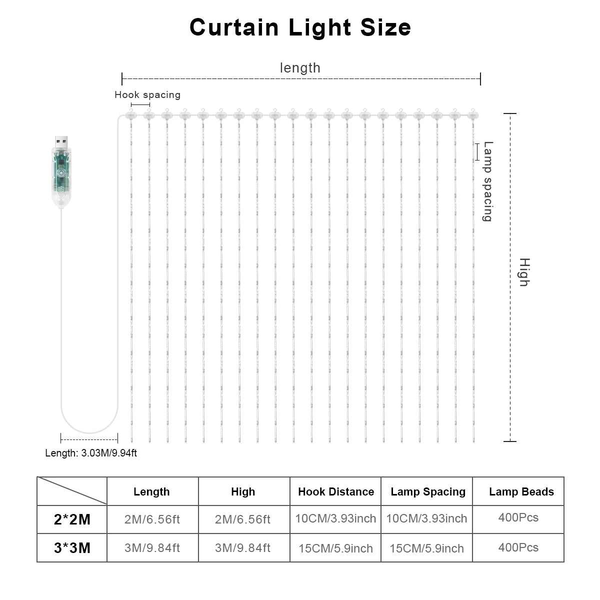 APP Control Smart Curtain Lights USB 400 LEDs Music Rhythm DIY Text Pattern Display for Room Christmas Decor LED String Light