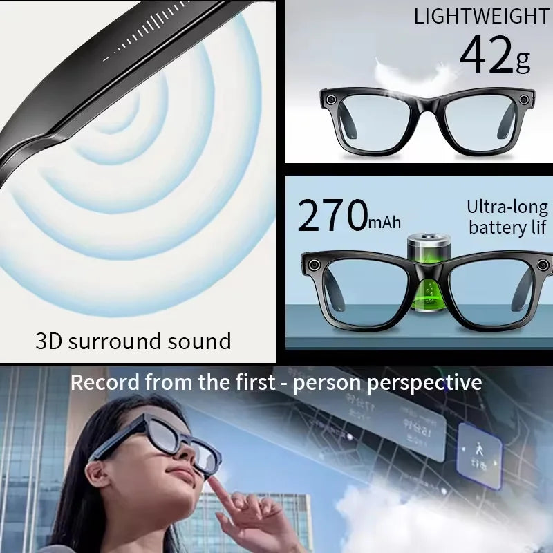2025 AI Smart Glasses with 8MP Camera Video Recording 100+ Languages Translation Sunglasses Bluetooth Call Music Play Men Women