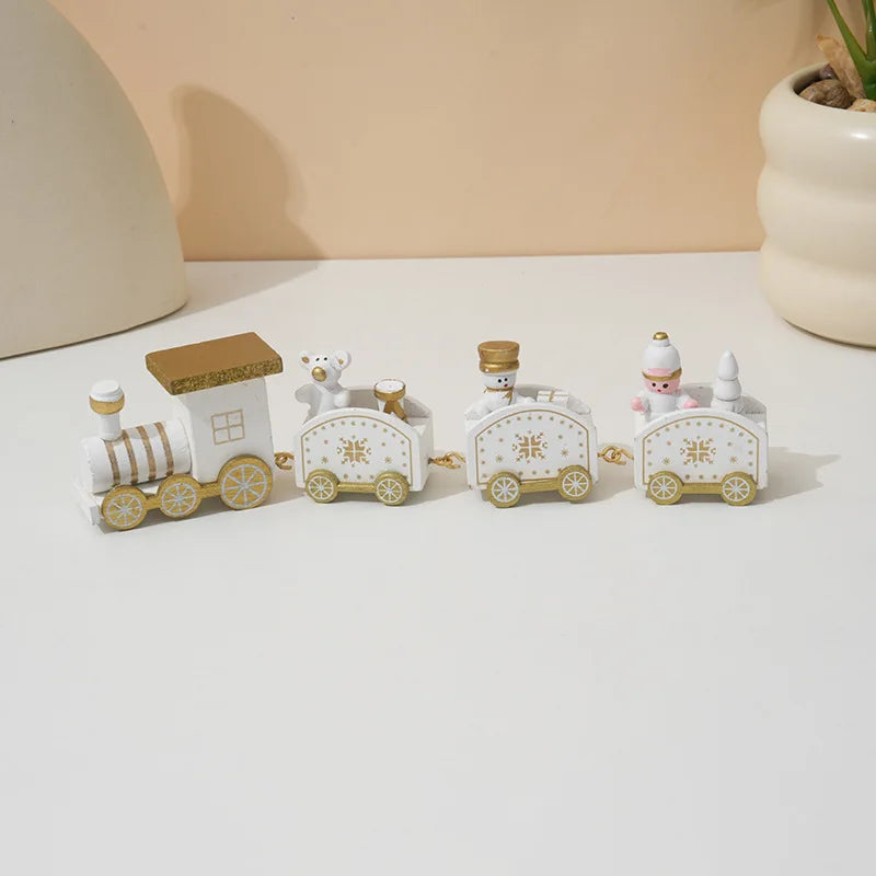 19.5cm Wooden Christmas Train Merry Christmas Decorations For Home 2025 Cristmas Ornament Xmas Navidad Noel Gifts Happy New Year