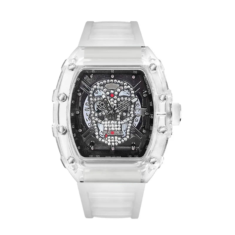 UTHAI Watch For Men High Beauty Trendy Sports Hollow Transparent Ghost Head Waterproof Male Clock Watches L122