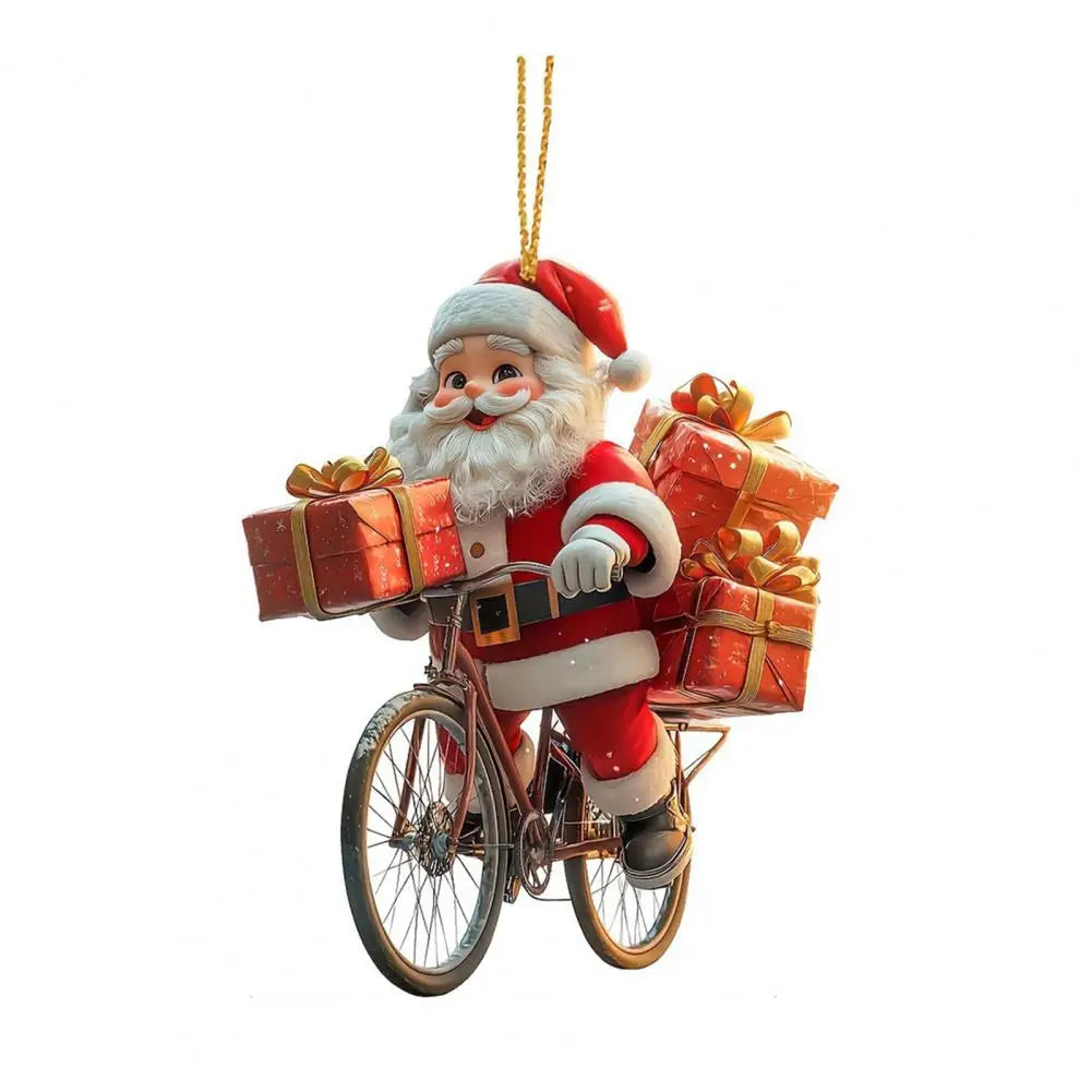 Christmas Snowman Pendant Hanging Ornament with Lanyard Cartoon 2D Acrylic Pendant Xmas Tree Decoration Cars Accessories