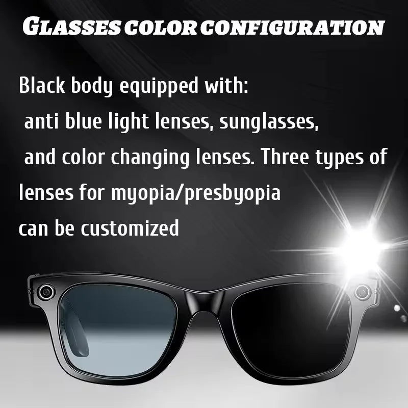 2025 AI Smart Glasses with 8MP Camera Video Recording 100+ Languages Translation Sunglasses Bluetooth Call Music Play Men Women