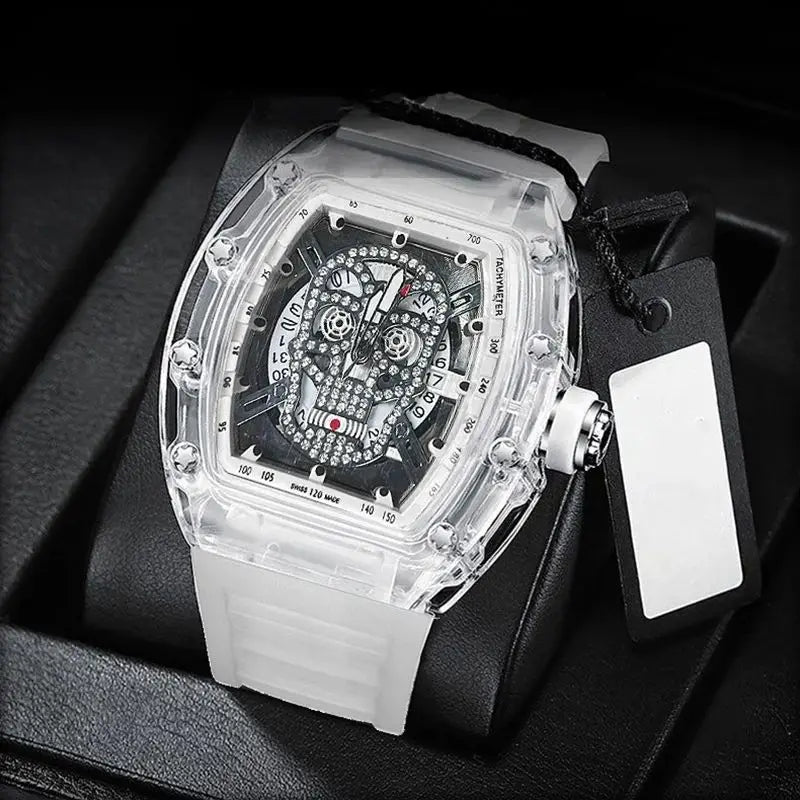 UTHAI Watch For Men High Beauty Trendy Sports Hollow Transparent Ghost Head Waterproof Male Clock Watches L122