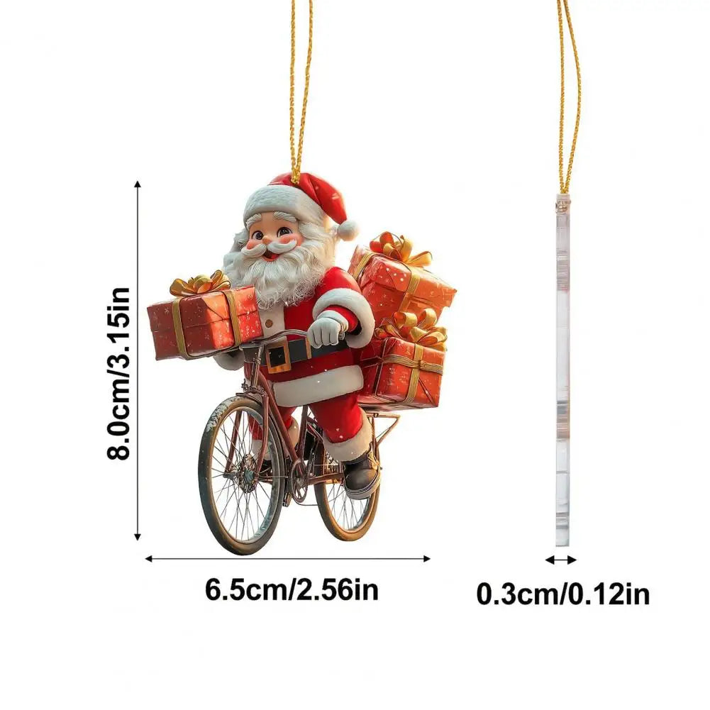 Christmas Snowman Pendant Hanging Ornament with Lanyard Cartoon 2D Acrylic Pendant Xmas Tree Decoration Cars Accessories