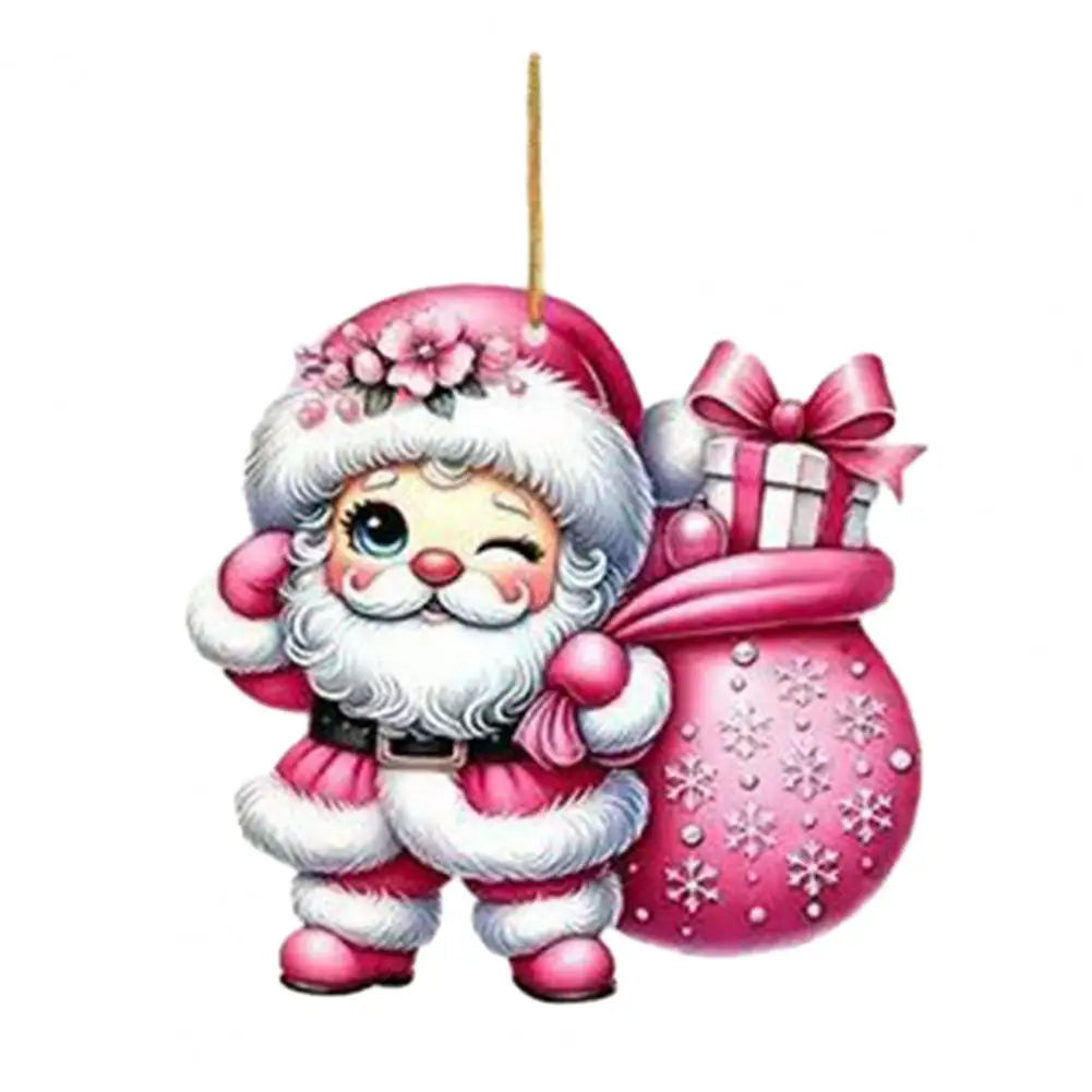 Christmas Snowman Pendant Hanging Ornament with Lanyard Cartoon 2D Acrylic Pendant Xmas Tree Decoration Cars Accessories